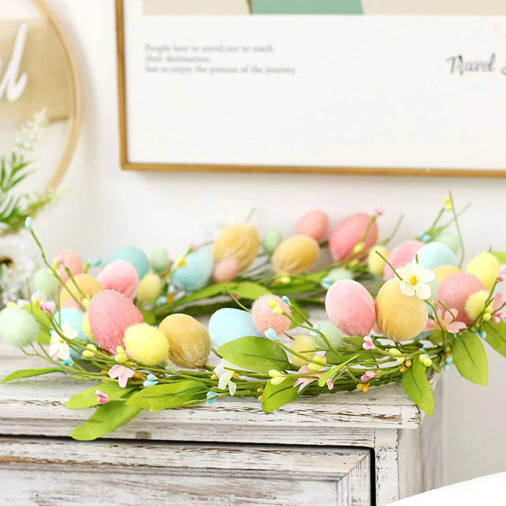 Spring Floral Colorful Easter Egg Wreath - product detail 2