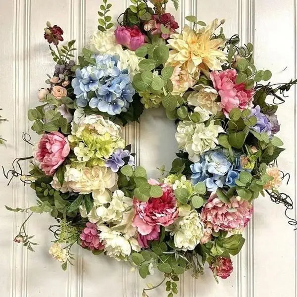 NOMOVA Rainbow Hydrangea Artificial Wreath