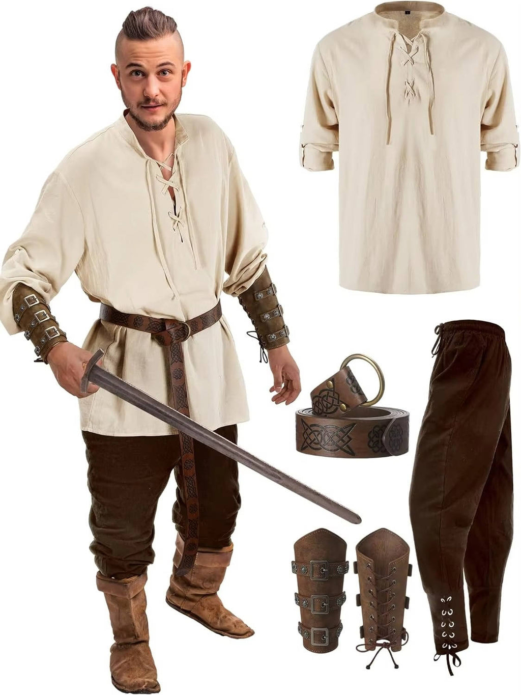 NOMOVA Men 4 Piece Halloween Medieval Party Costumes