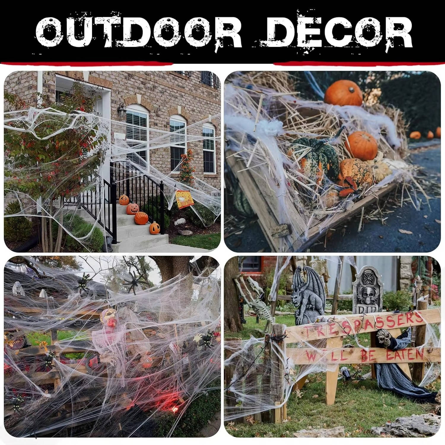 200 Sqft Spider Webs Halloween Door Decorations With Fake - product detail 8