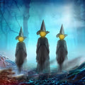 NOMOVA 3PCS Indoor And Outdoor Halloween Decorations - Sound Activated Hand Holding Witch