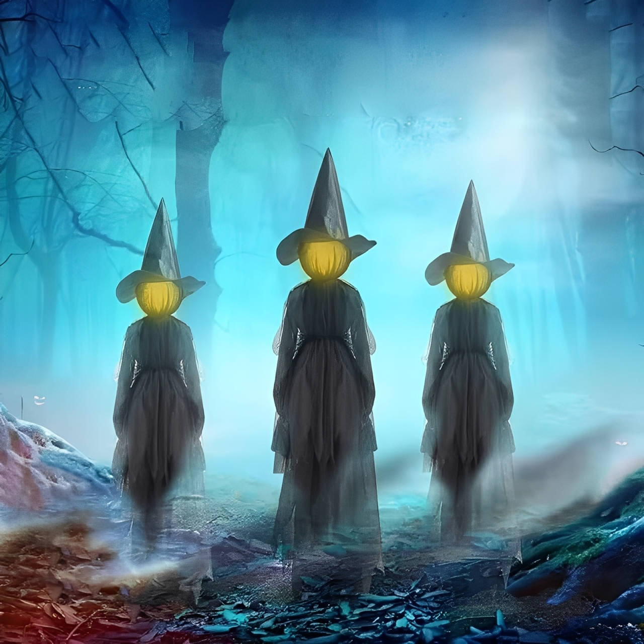 NOMOVA 3PCS Indoor And Outdoor Halloween Decorations - Sound Activated Hand Holding Witch