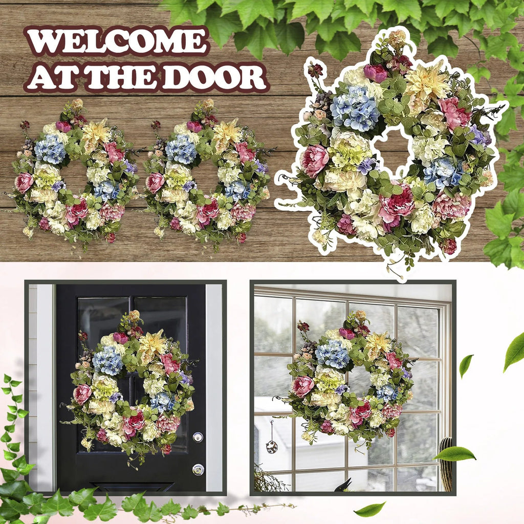 Rainbow Hydrangea Artificial Wreath - product detail 2