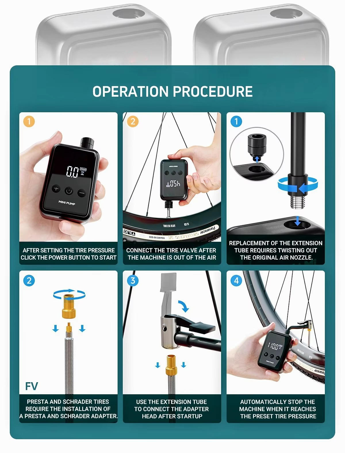 Electric Mini Bike Pump - product detail 7