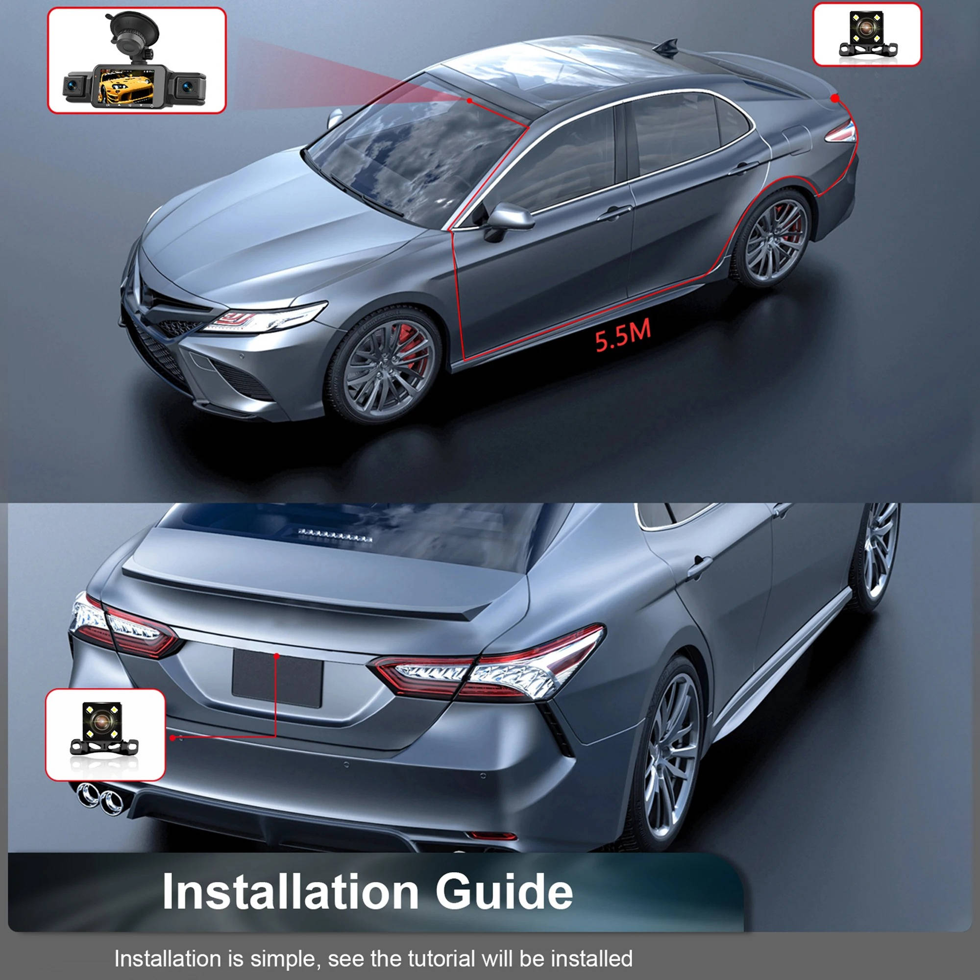 Wireless Car Dash Cam Front And Rear With Night Vision - product detail 10