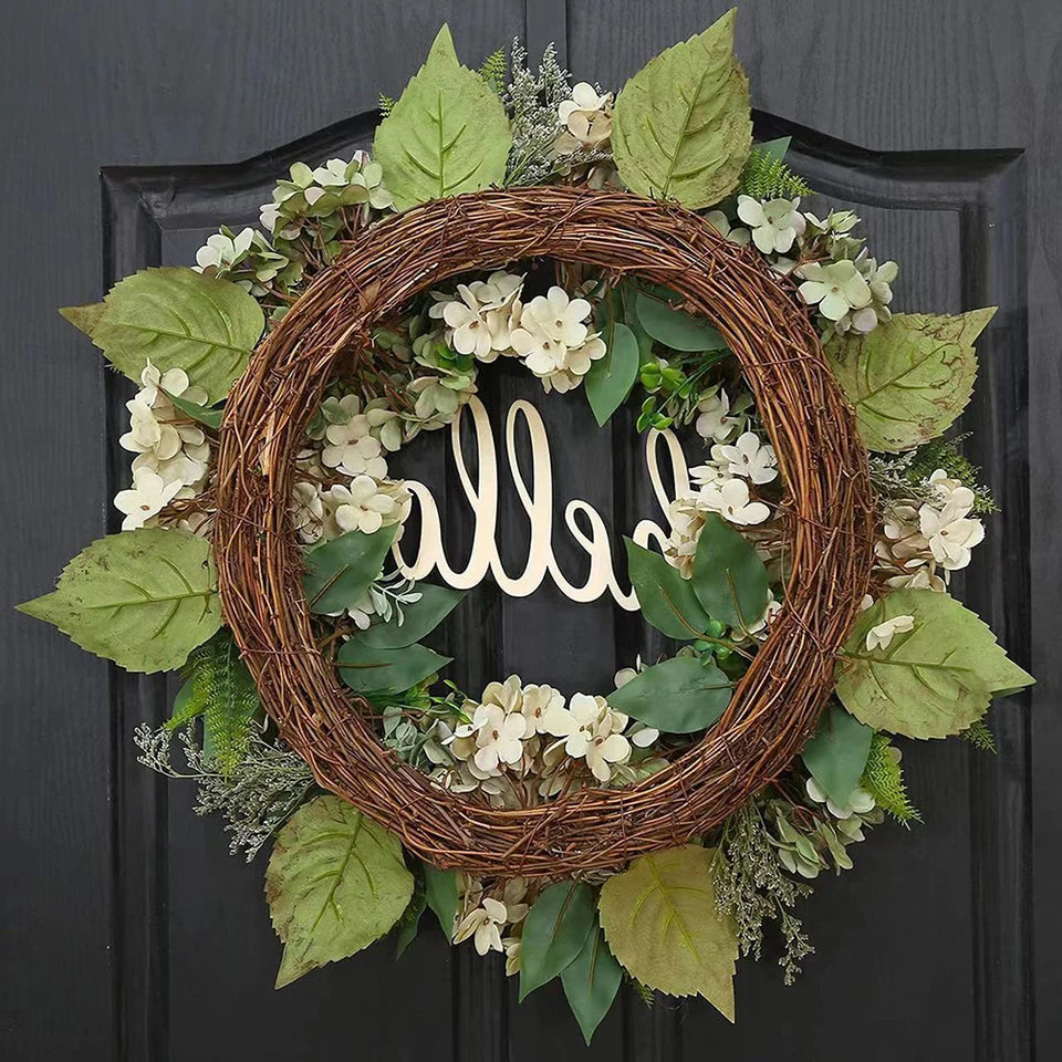 Green Hydrangea Wreath With Hello Sign - product detail 3