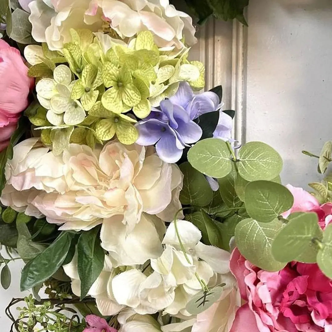 Rainbow Hydrangea Artificial Wreath - product detail 3