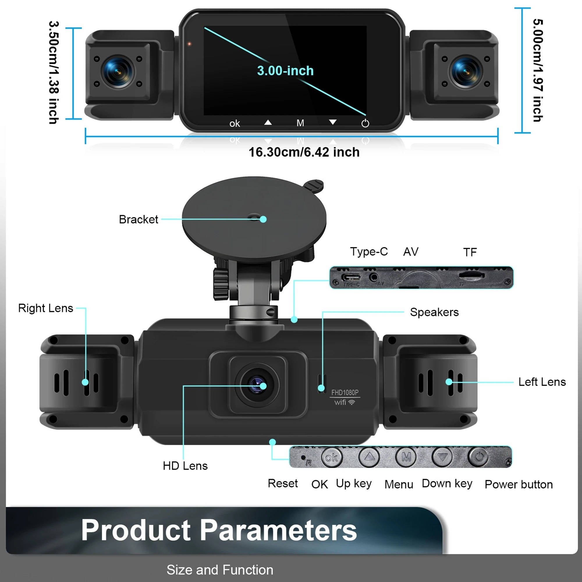 Wireless Car Dash Cam Front And Rear With Night Vision - product detail 12