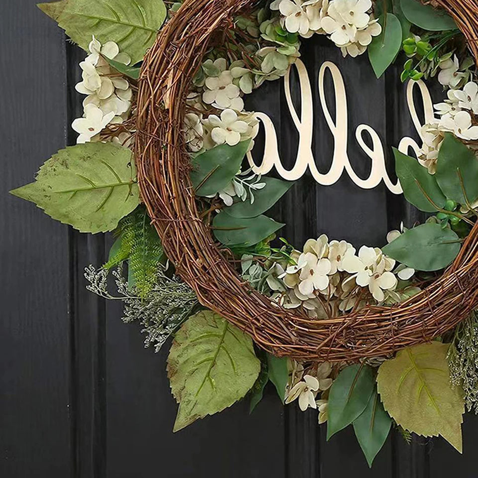 Green Hydrangea Wreath With Hello Sign - product detail 4