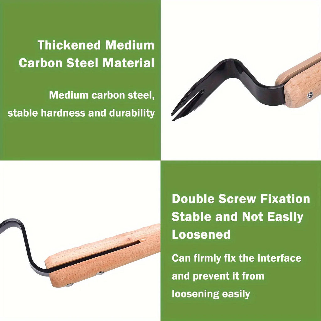 Stainless Steel Weed Puller Tool with Wooden Handle - product detail 4