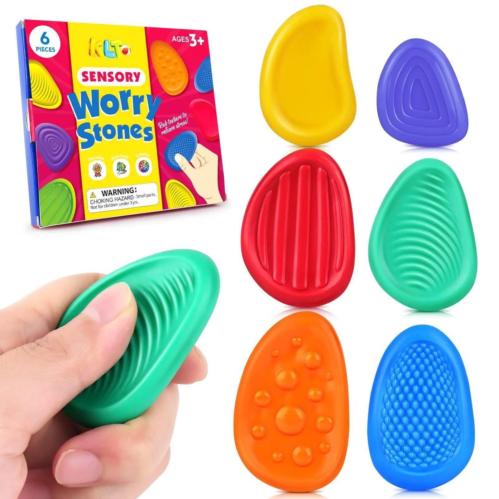 6 Pack Silicone Sensory Stone Fidget Toys - product detail 3