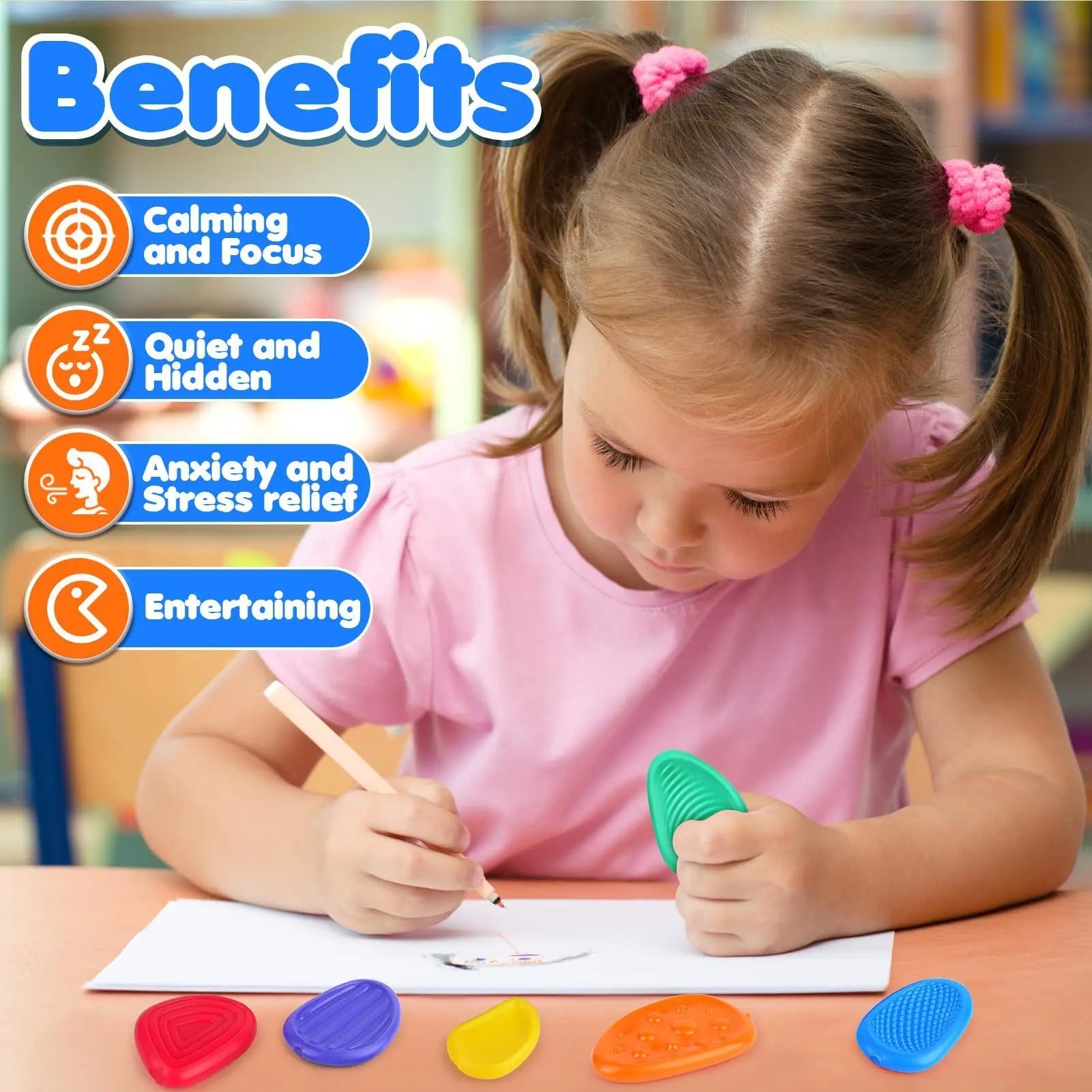 6 Pack Silicone Sensory Stone Fidget Toys - product detail 2