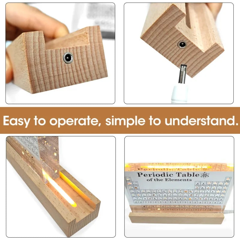Acrylic Periodic Table with Wooden Light Base - product image 2