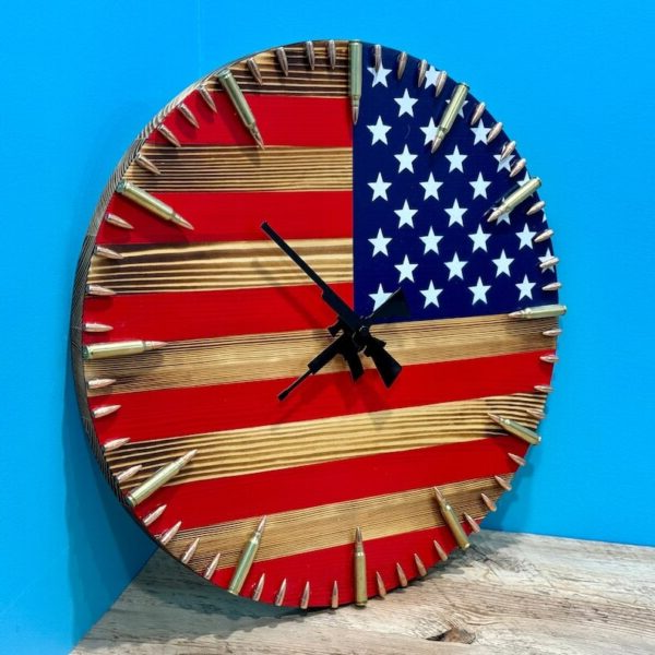 Handmade American Flag Clock | Handmade Patriotic Flag - product detail 5