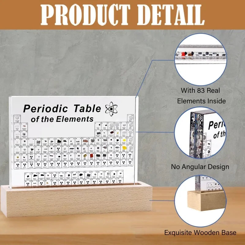 Acrylic Periodic Table with Wooden Light Base - product image 3