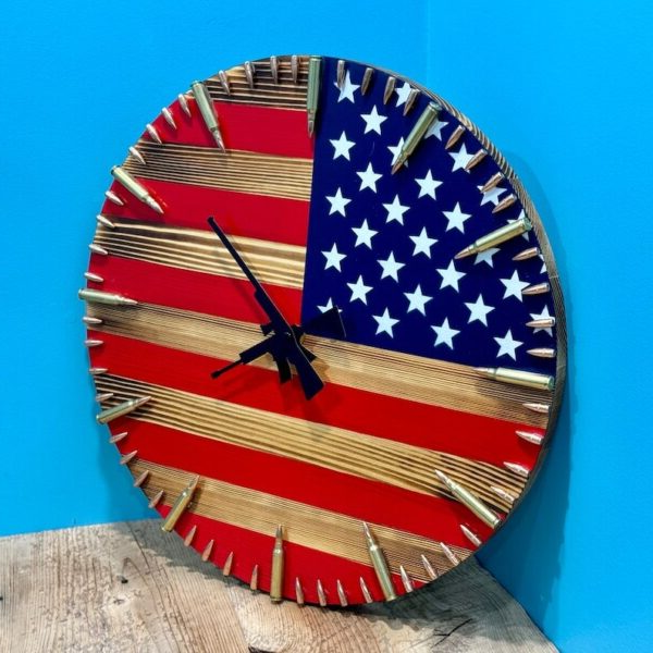Handmade American Flag Clock | Handmade Patriotic Flag - product detail 4