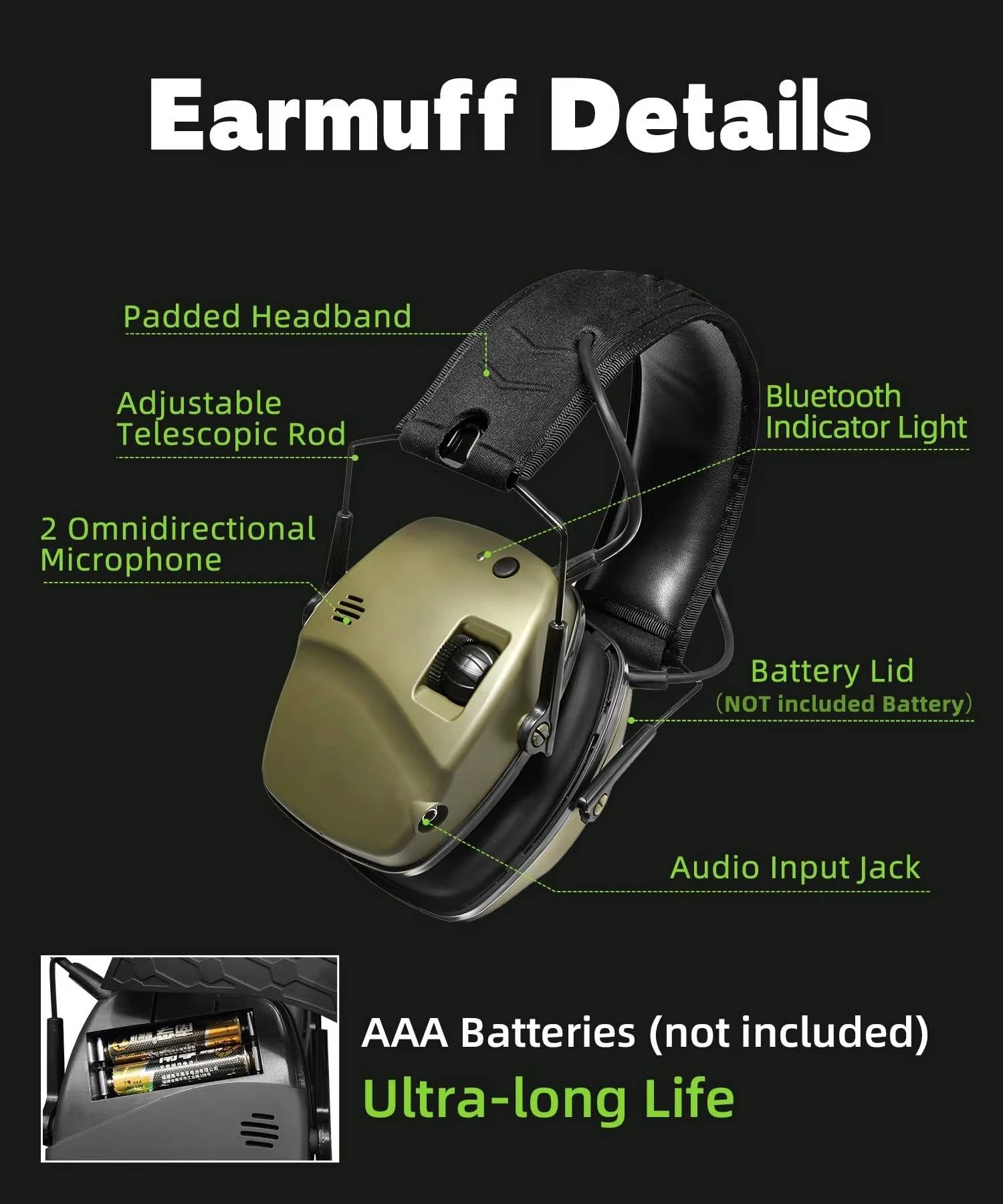 Noise Cancelling Ear Muffs For Shooting - product detail 3