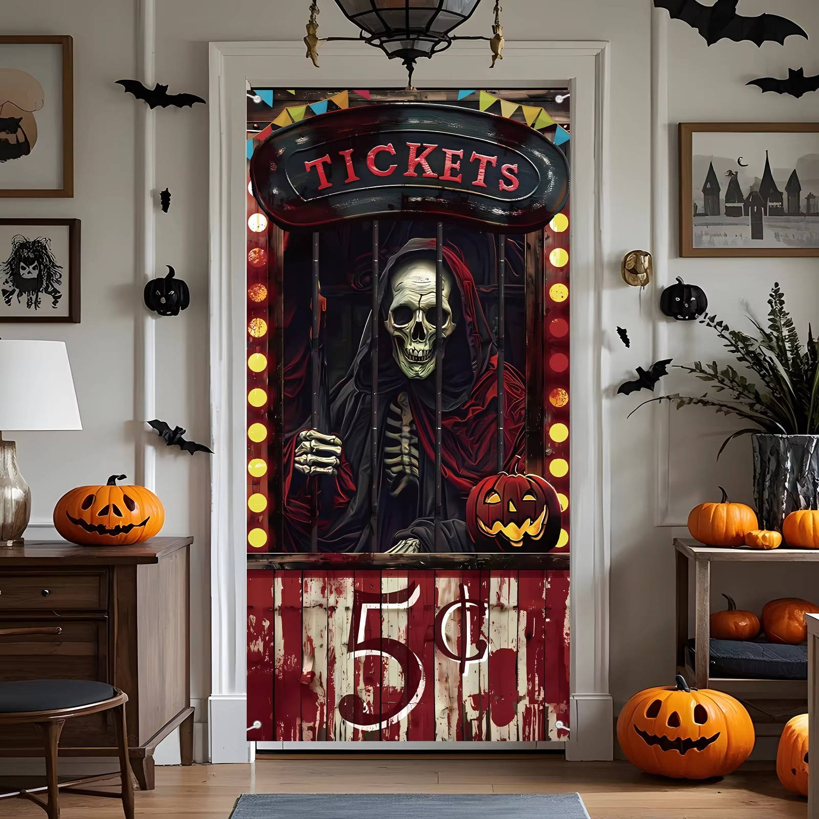 Halloween Door Cover Creepy Decoration - product detail 2