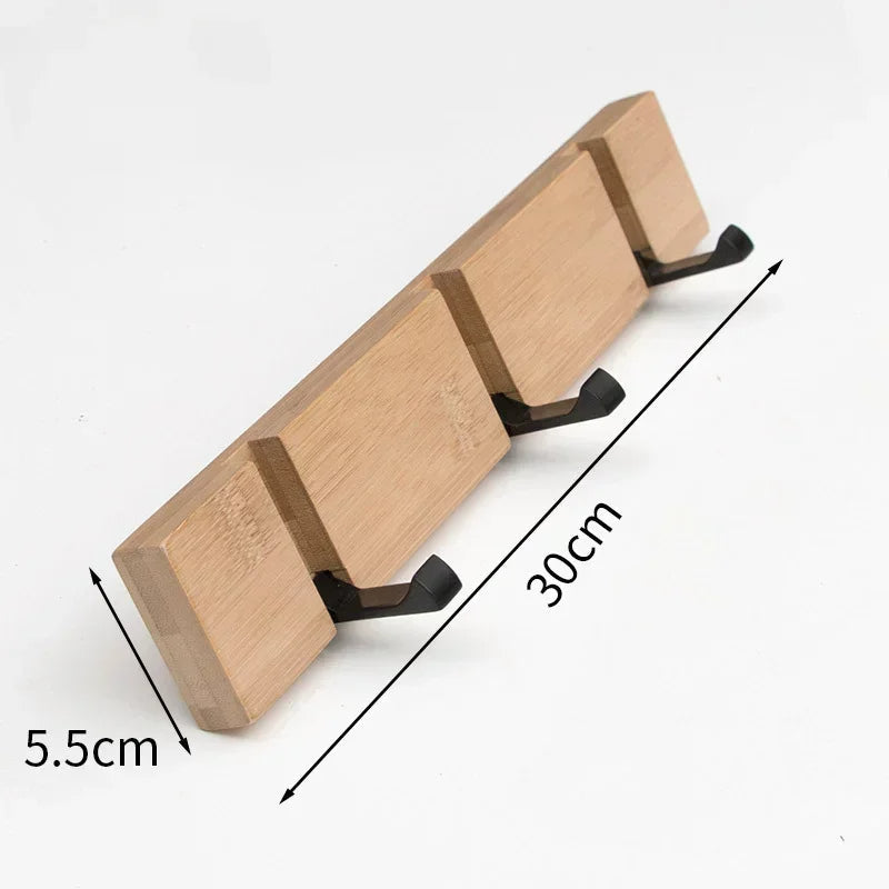 Wooden Wall-Mounted Coat Rack with Hidden Coat Hook - product detail 3