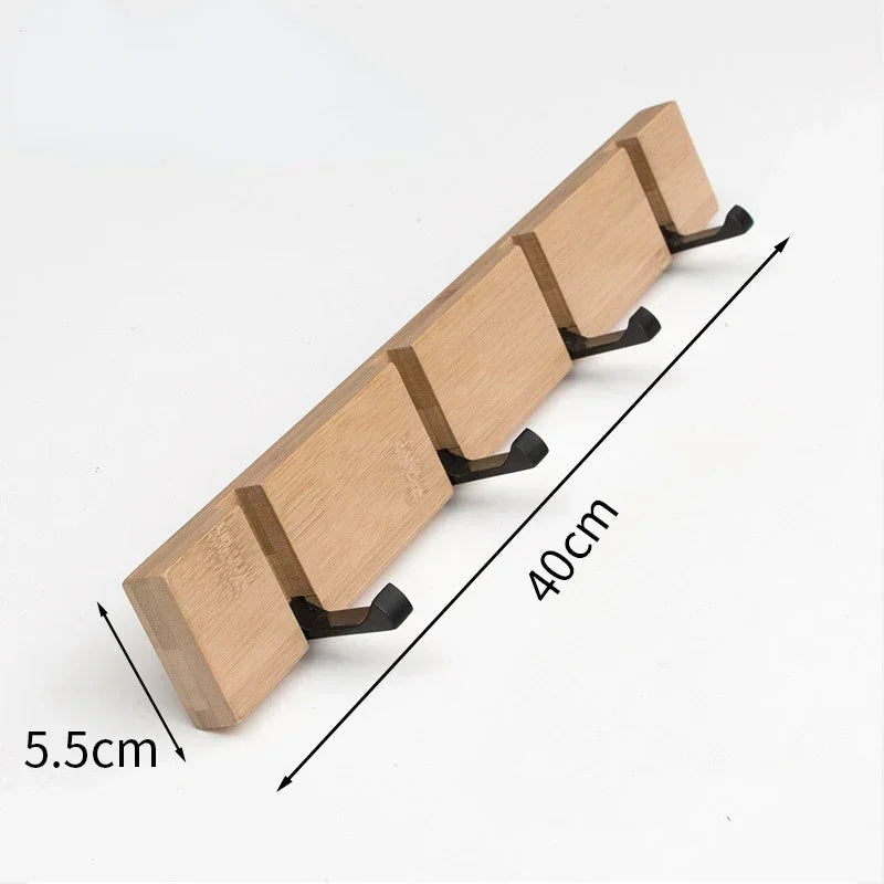 Wooden Wall-Mounted Coat Rack with Hidden Coat Hook - product detail 4