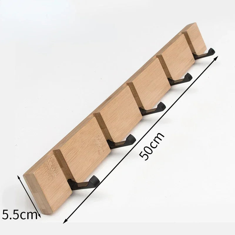 Wooden Wall-Mounted Coat Rack with Hidden Coat Hook - product detail 5
