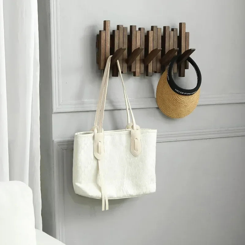 NOMOVA Natural Wood Coat Hook Rack Wall-Mounted Flip Down Coat Holder