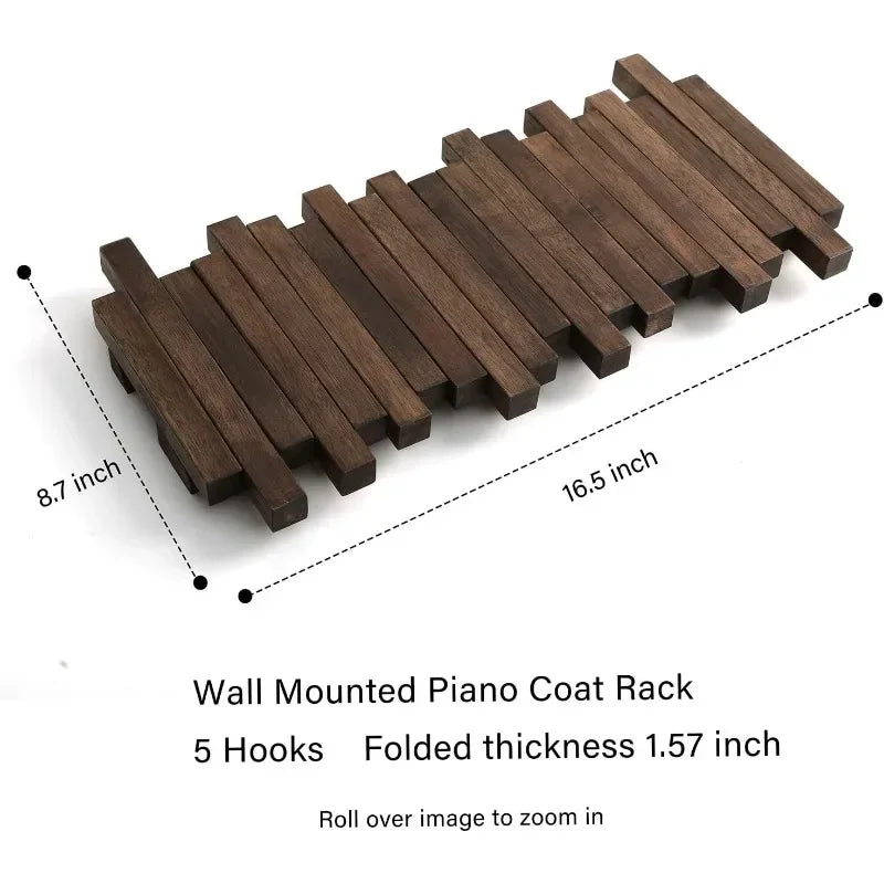 Natural Wood Coat Hook Rack Wall-Mounted Flip Down Coat - product detail 3