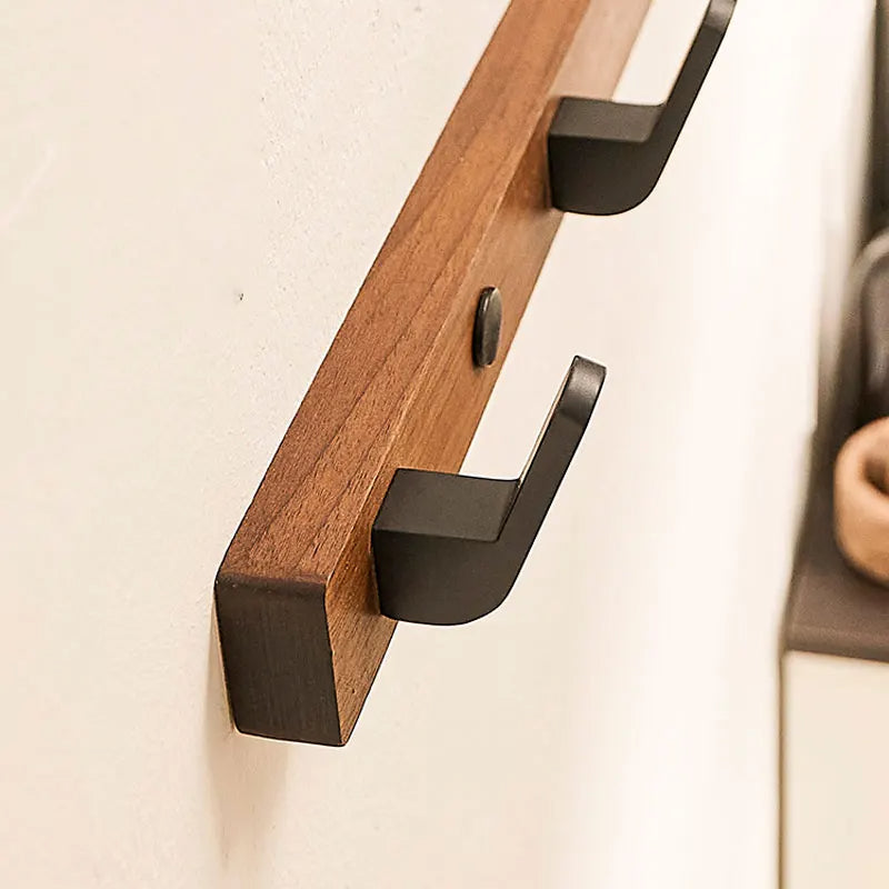 Minimalist Wall-Mounted Coat Hook with Wood & Metal Coat - product detail 2