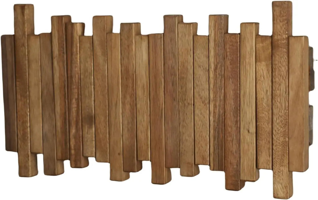 Natural Wood Coat Hook Rack Wall-Mounted Flip Down Coat - product detail 5
