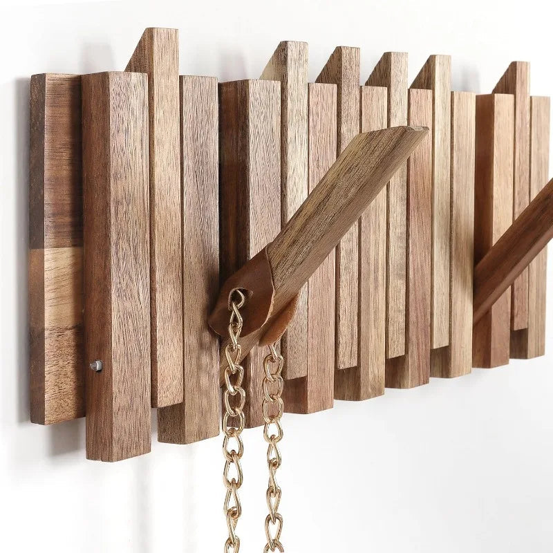 NOMOVA Rustic Wall-Mounted Coat Rack with 8 Flip Hooks
