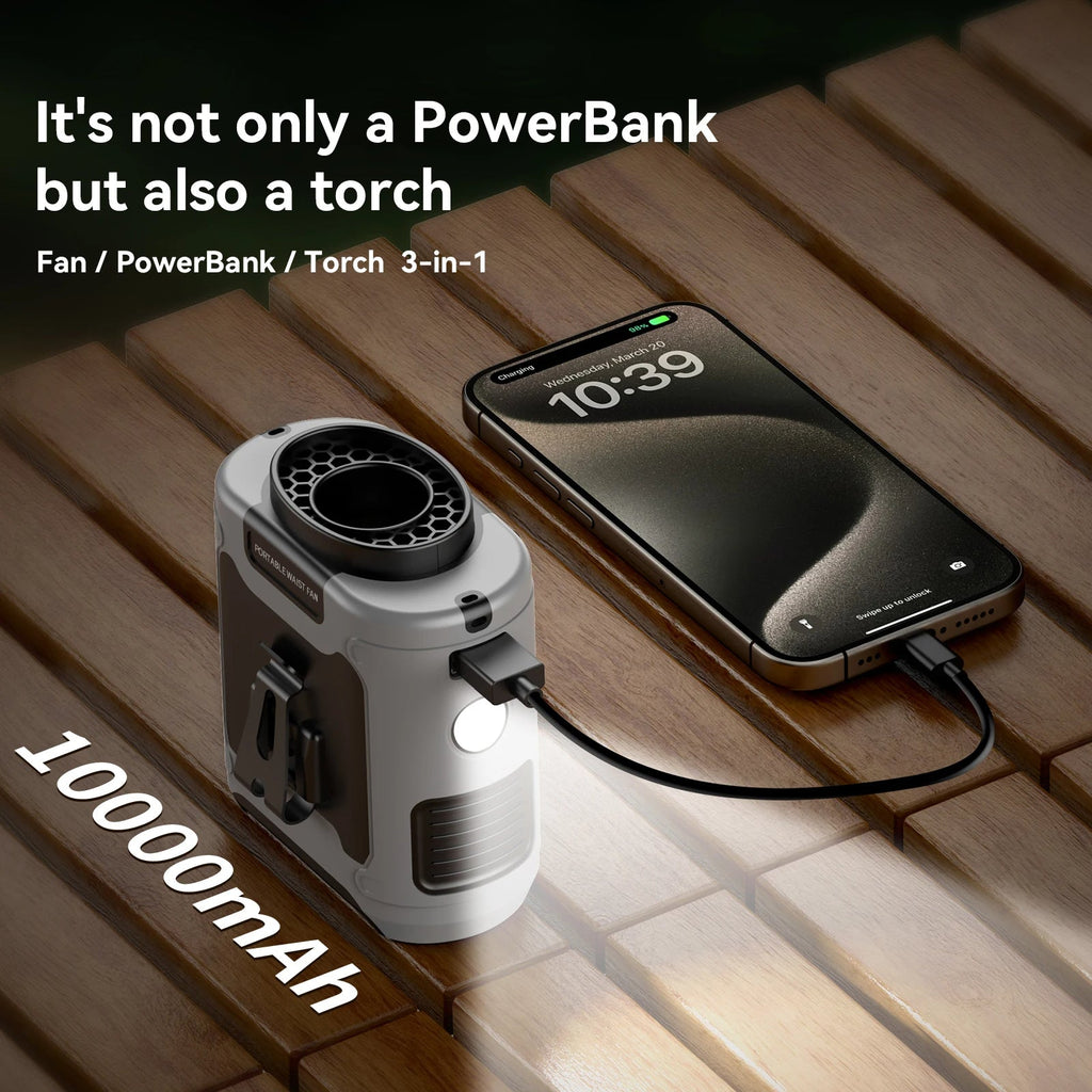 10000mAh Outdoor Portable Waist Fan - product image 3