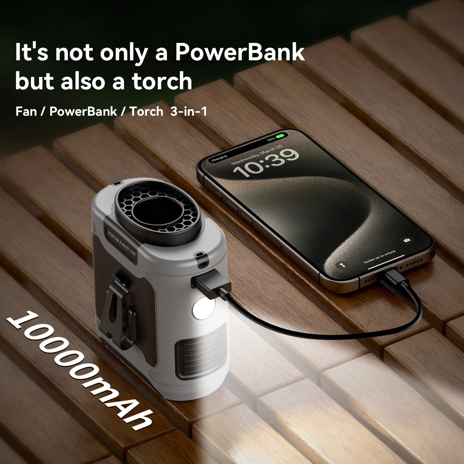 10000mAh Outdoor Portable Waist Fan - product image 3