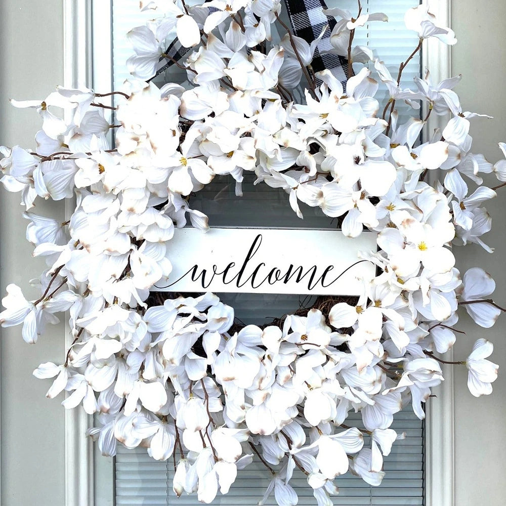 NOMOVA White Dogwood Flower Wreath