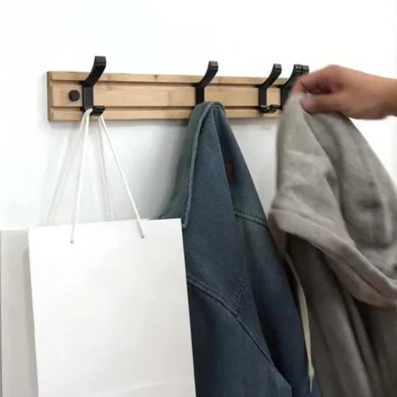 NOMOVA Wooden Wall-Mounted Coat Rack with Sliding Hooks