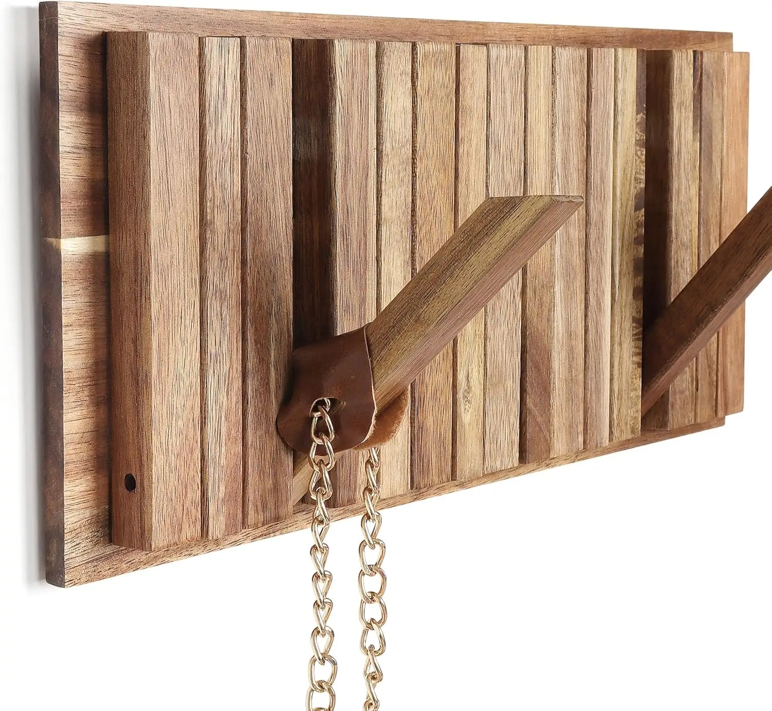 Rustic Wall-Mounted Coat Rack with 8 Flip Hooks - product detail 5
