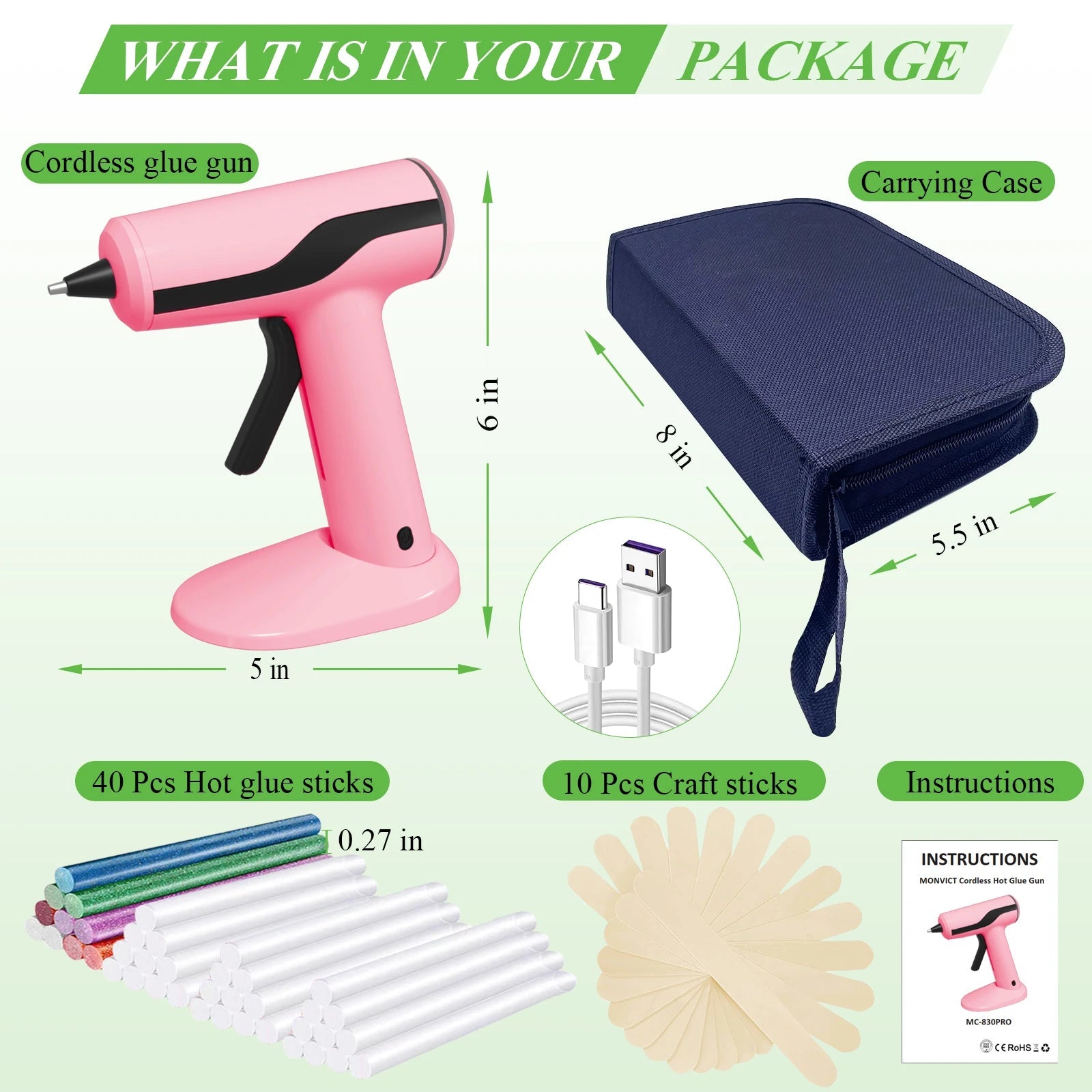 Cordless Hot Glue Gun Kit (Pink) - product image 4