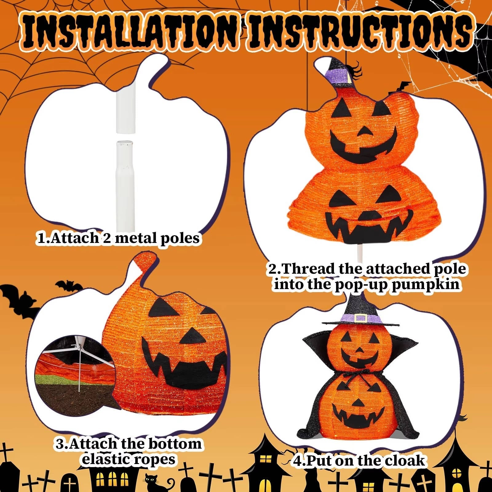 2 Pcs 3ft Halloween Collapsible Lighted In/Outdoor - product detail 7