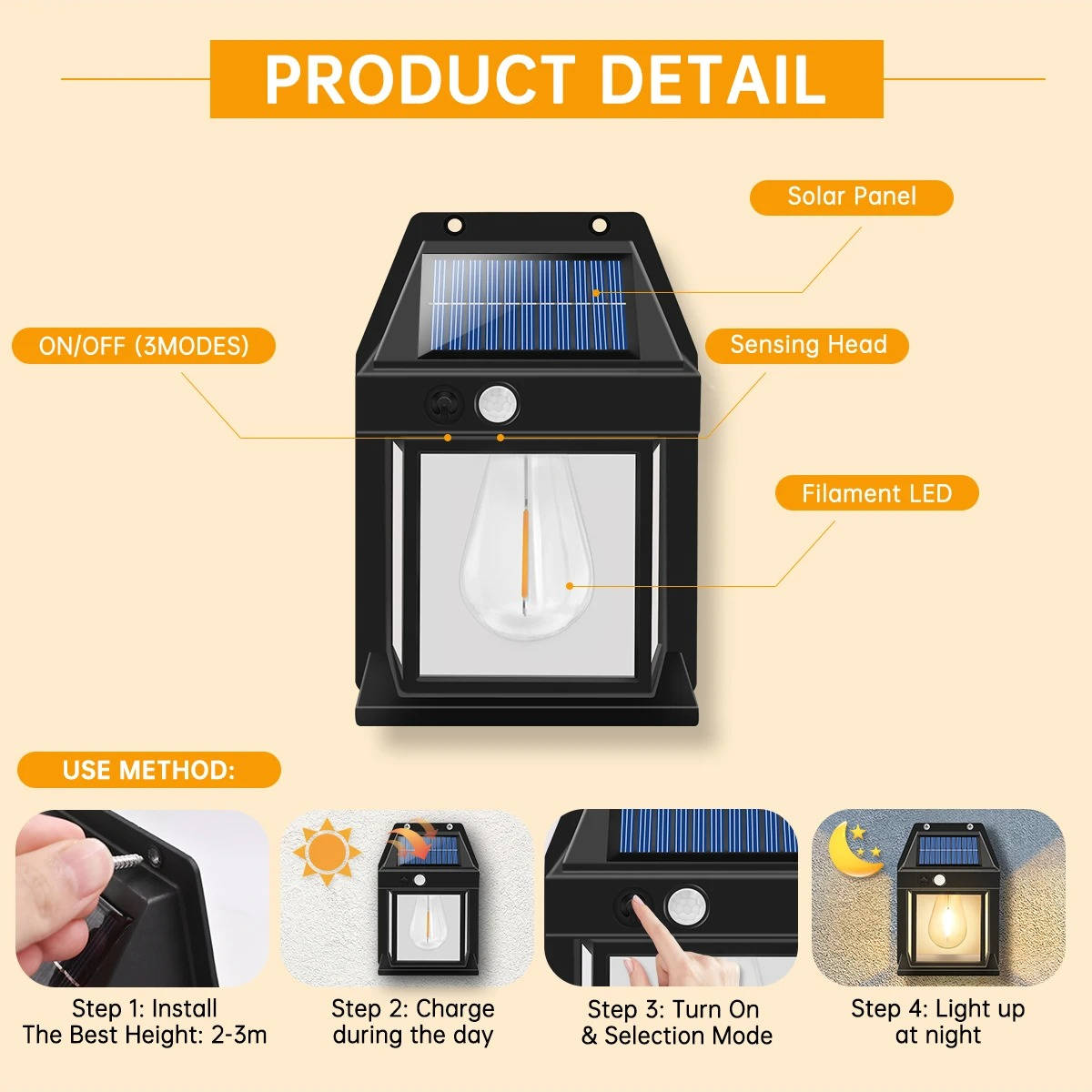 2 Set Solar Wall Lamp Outdoor - product detail 6
