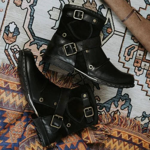 Men's Vintage Style Buckled Ankle Boots - product detail 3
