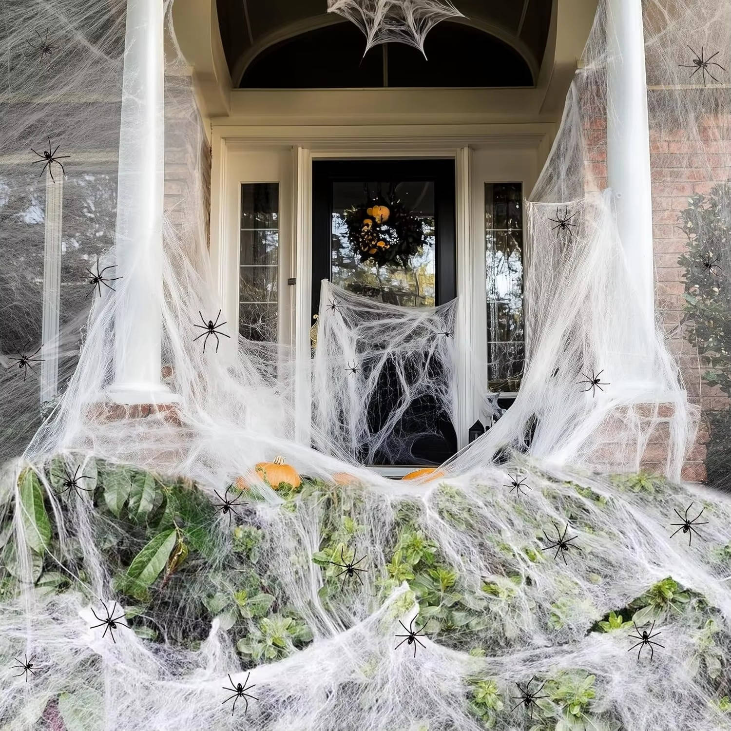 NOMOVA 200 Sqft Spider Webs Halloween Door Decorations With Fake Spiders