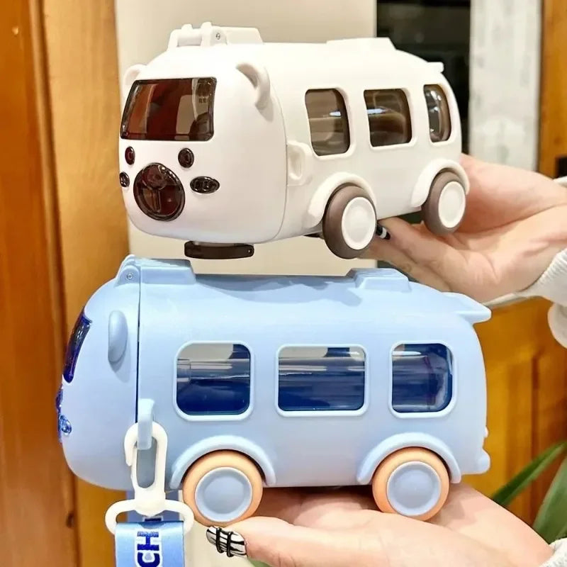 NOMOVA Cartoon Toy Bus Water Bottle with Straw