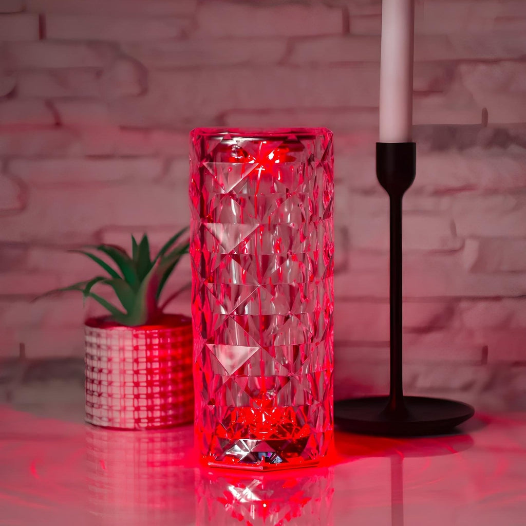 Lámpara LED de cristal elegante con 16 opciones de color y control remoto