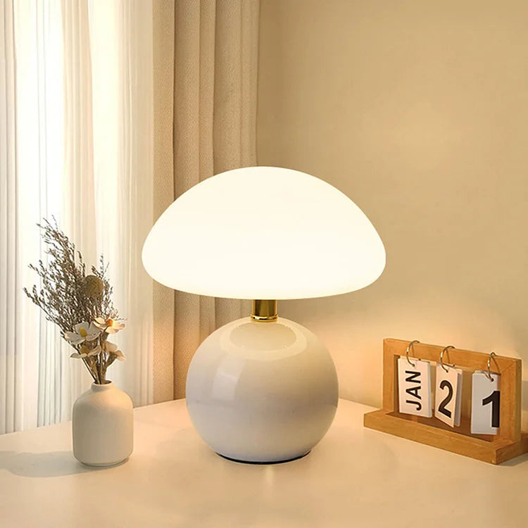 Lámpara de noche retro con forma de hongo, iluminación de mesa inspirada en Bauhaus