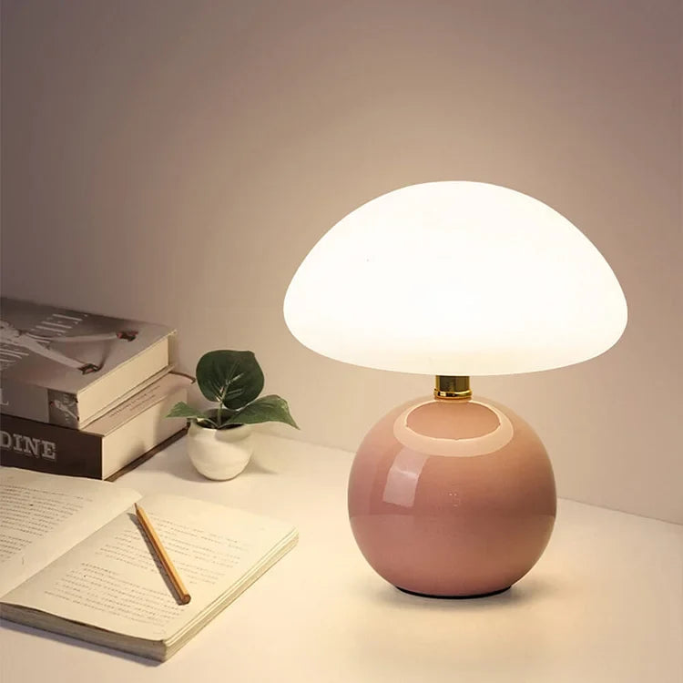 Lámpara de mesa retro minimalista con forma de hongo, luz cálida ajustable