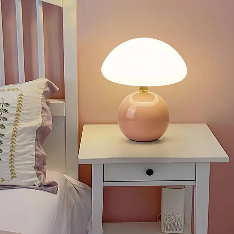 Lámpara de noche retro con forma de hongo, iluminación de mesa inspirada en Bauhaus