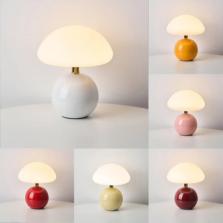 Lámpara de noche retro con forma de hongo, iluminación de mesa inspirada en Bauhaus