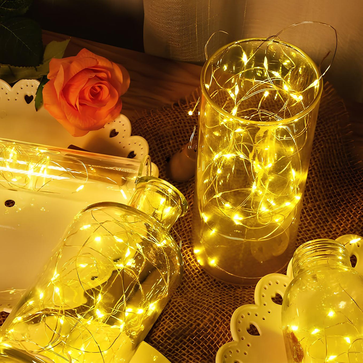 Luces solares de hadas para exteriores, LED impermeables para jardín y eventos
