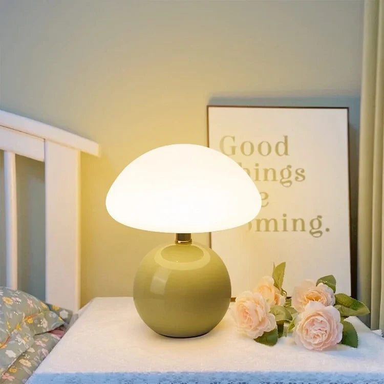Lámpara de mesa retro minimalista con forma de hongo, luz cálida ajustable