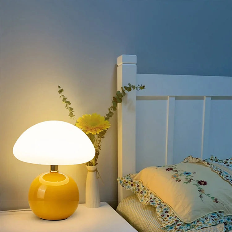 Lámpara de noche retro con forma de hongo, iluminación de mesa inspirada en Bauhaus