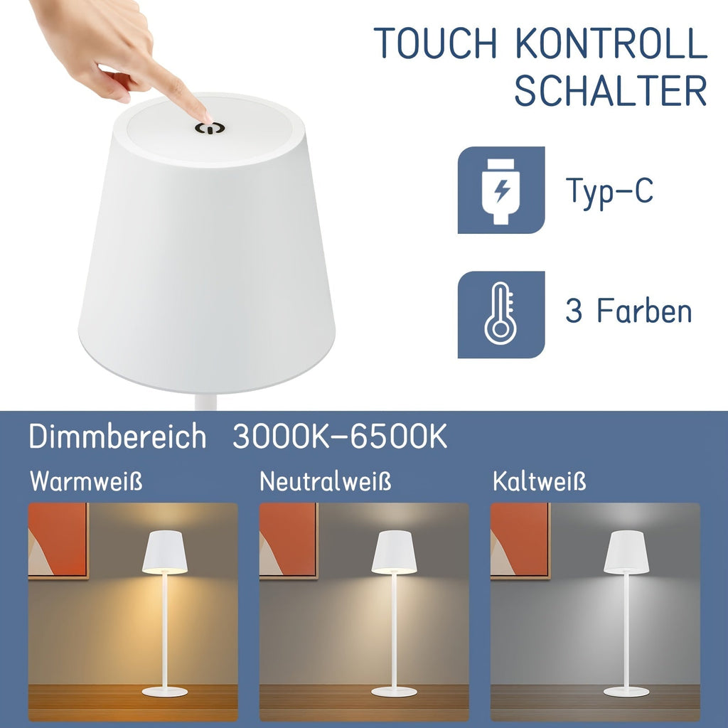 Lámpara táctil LED portátil recargable para mesas